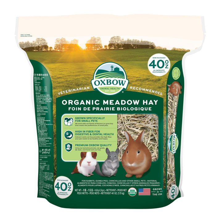 Oxbow Animal Health Organic Meadow Hay, for Rabbits, Guinea Pigs, and Small Pets, Grown in The USA, Farm Fresh, 40 Ounce 40 Ounce (Pack of 1)