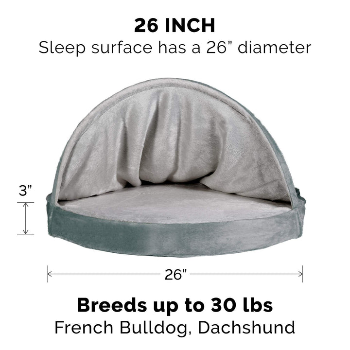 Furhaven Replacement Dog Bed Cover Microvelvet Snuggery, Machine Washable - Silver, 26-inch