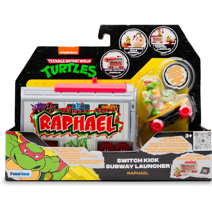 Teenage Mutant Ninja Turtles 5" Switch Kick Subway Launcher - Raphael -Launch and Battle with Ninja Action - Ages 3+