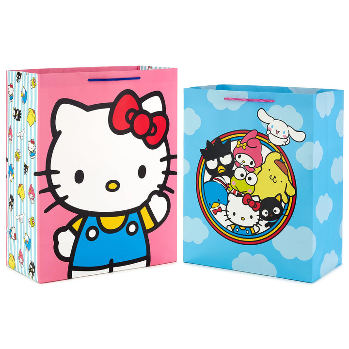 Hallmark Hello Kitty Gift Bag Bundle (2 Bags: 1 Large 13", 1 XL 15") for Birthdays, Back to School, Halloween Blue, Pink 1 Count (Pack of 2)