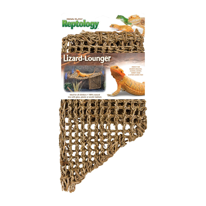 Penn-Plax Reptology Lizard Lounger Corner Triangle with Ladder– 100% Natural Seagrass Fiber – Great for Bearded Dragons, Anoles, Geckos, and Other Reptiles – Large