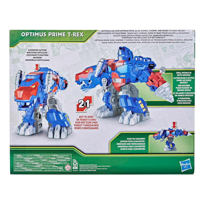 Transformers Dinobot Adventures Optimus Prime T-Rex Converting Toy with Lights and Sounds, 9+ Inch Action Figure, Ages 3 and Up