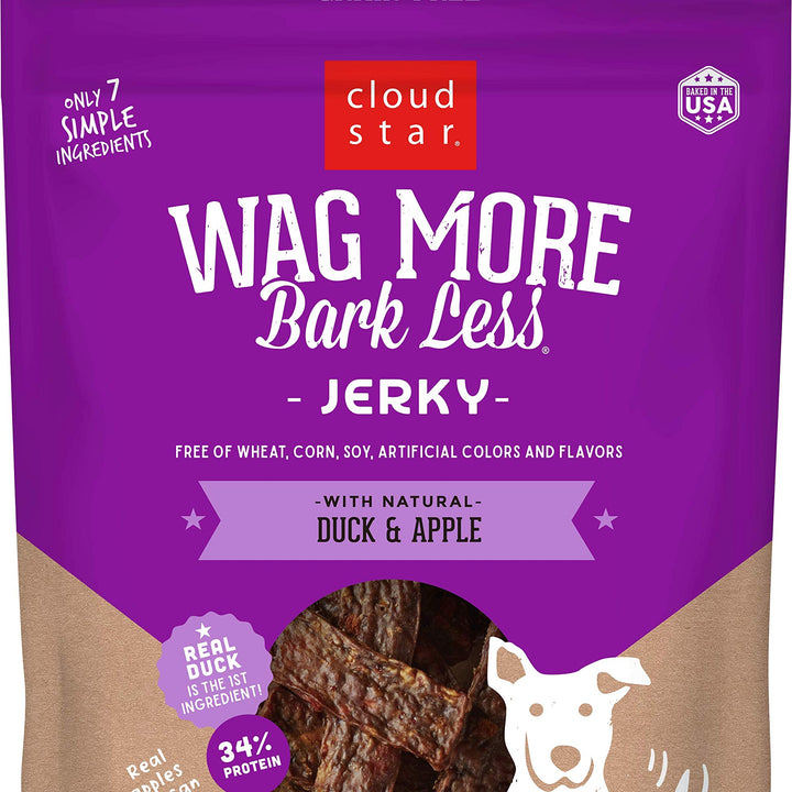 Cloud Star Wag More Bark Less 10 oz Grain Free Jerky Dog Treats with Duck & Apple 10 Ounce (Pack of 1)