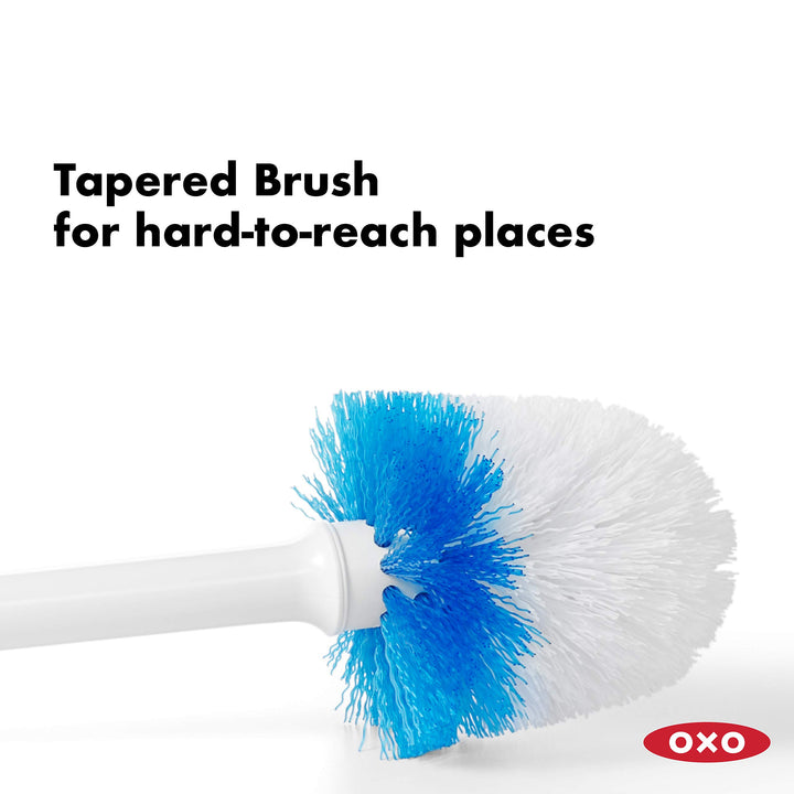 OXO Good Grips Compact Toilet Brush & Canister, White, 6" x 4-3/4" x 17-1/4" h 1 Count (Pack of 1)