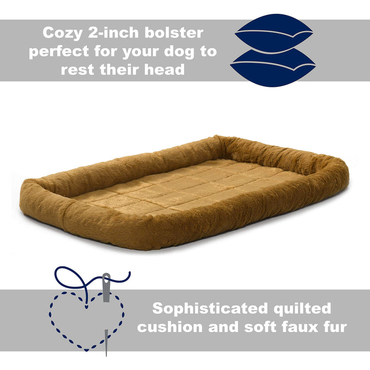 MidWest Homes for Pets Dog Bed 22L-Inch White Cinnamon Dog Bed or Cat Bed w/ Comfortable Bolster | Ideal for XS Dog Breeds & Fits a 22-Inch Crate | Easy Maintenance Machine Wash & Dry