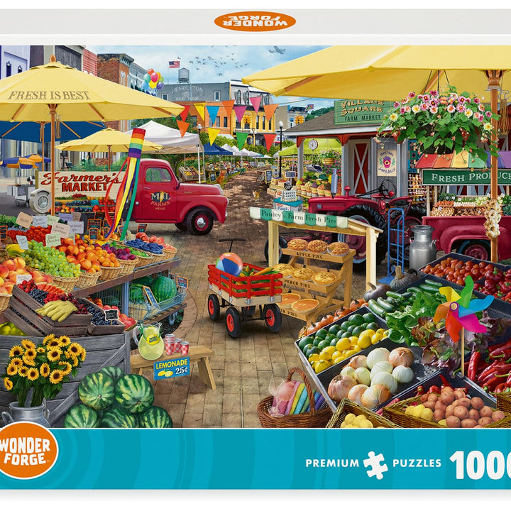 Wonder Forge Farmer's Market Day 1000 Piece Jigsaw Puzzle for Adults | Unique, Perfectly-Fitting Pieces | Fun, Vibrant Imagery |  Exclusive