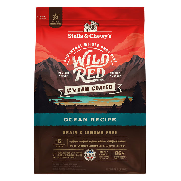 Stella & Chewy's Wild Red Dry Dog Food Raw Coated High Protein Grain & Legume Free Ocean Recipe, 21 lb. Bag 21 Pound (Pack of 1)