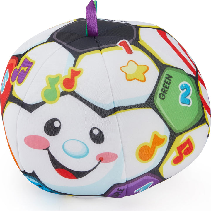 Fisher-Price Baby to Toddler Toy Laugh & Learn Singin’ Soccer Ball Musical Plush with Educational Phrases for Infants Ages 6+ Months ( Exclusive) Easy-to-Open Packaging