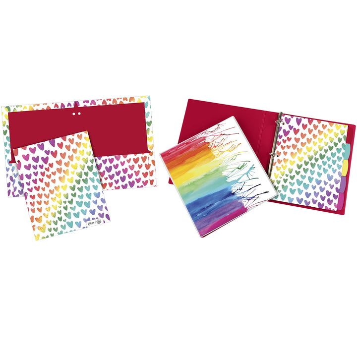 Avery + Amy Tangerine Designer Collection Binder, 1" Round Rings, 175-Sheet Capacity, Watercolor Rainbow (28322) 1" 1 pack