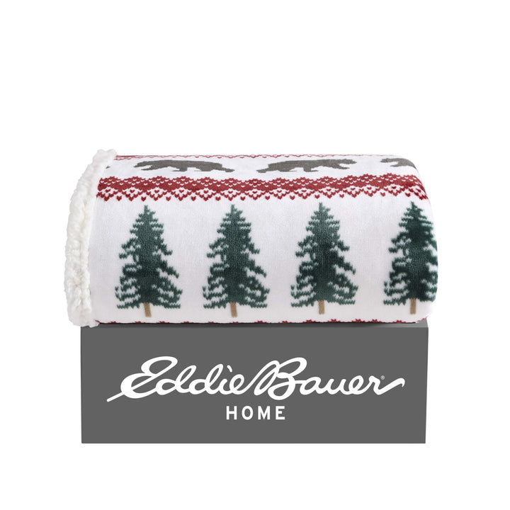 Eddie Bauer - Throw Blanket, Super Soft Reversible Sherpa Fleece Bedding, Ideal Christmas & White Elephant Gifts, Cozy Plaid Throw Blankets for Couch (Elk Stance Grey, Throw) Elk Stance Grey/White Animal