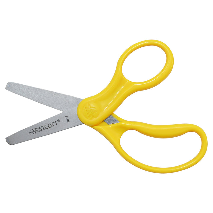 Westcott 15970 Kids' Scissors, Ages 4-8, 5-Inch Blunt Tip, Neon Yellow