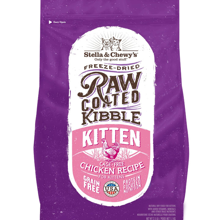 Stella & Chewy's Raw Coated Premium Kibble Cat & Kitten Food – Grain Free, Protein Rich Meals – Cage-Free Chicken for Kittens Recipe – 2.5 lb. Bag Cage-Free Chicken Recipe 2.5 Pound (Pack of 1)