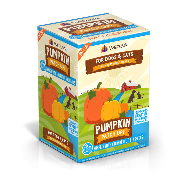 Weruva Pumpkin Patch Up! Pumpkin Pouches for Dogs & Cats Pumpkin with Coconut Oil & Flaxseeds 1.05 Ounce (Pack of 12)