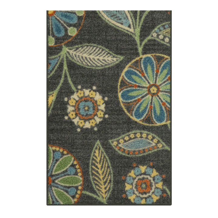 Maples Rugs Reggie Floral Kitchen Rugs Non Skid Washable Accent Area Carpet [Made in USA], Multi, 1'8" x 2'8"