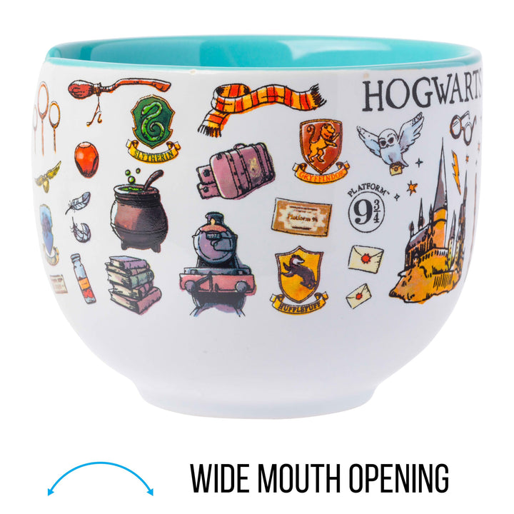 Silver Buffalo Harry Potter Icons Ceramic Ramen Noodle Rice Bowl with Chopsticks, Microwave Safe, 20 Ounces Harry Potter Hogwarts Destination