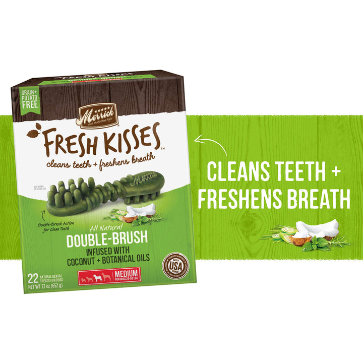 Merrick Fresh Kisses Dog Dental Chews For Medium Breeds, Grain Free Dog Treats with Coconut, Botanical Oils - (6) 10 ct. Bags Medium Dog (25-50 Pound) Coconut + Botanical Oil 10 Count (Pack of 1)