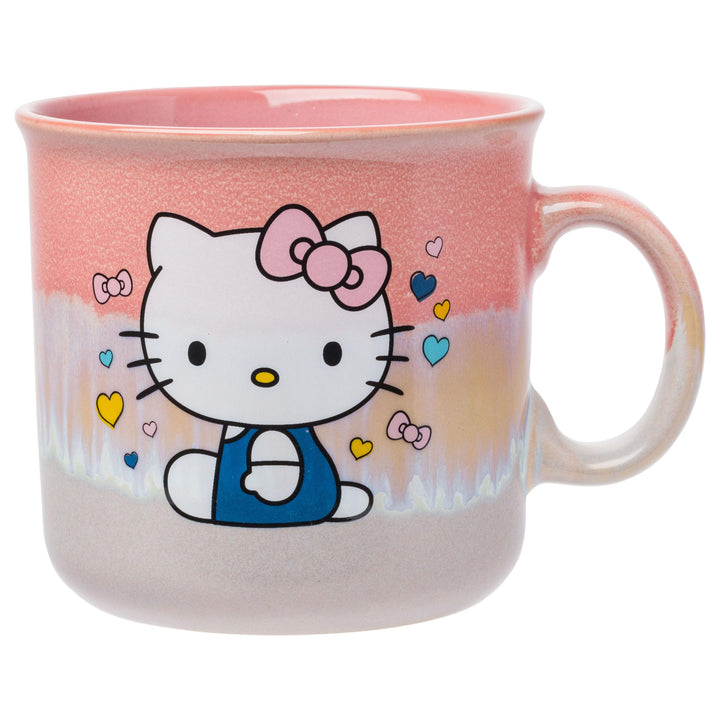 Silver Buffalo Sanrio Hello Kitty Sitting Hearts and Bows Reactive Glaze Ceramic Camper Mug, 20 Ounces Kitty Glaze