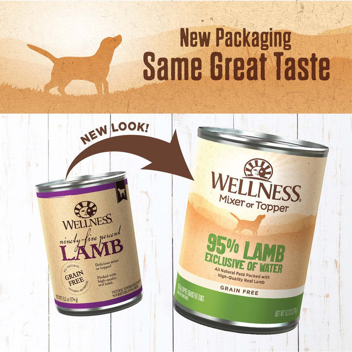 Wellness 95% Lamb Natural Wet Grain Free Canned Dog Food, 13.2-Ounce Can (Pack of 12)