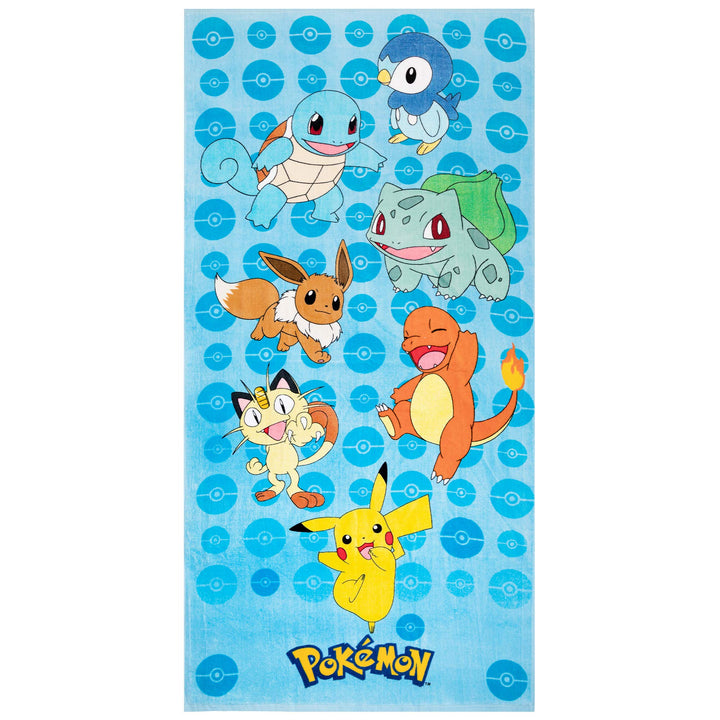 Franco Kids Super Soft Cotton Beach Towel, 58 in x 28 in, Pokemon Blue