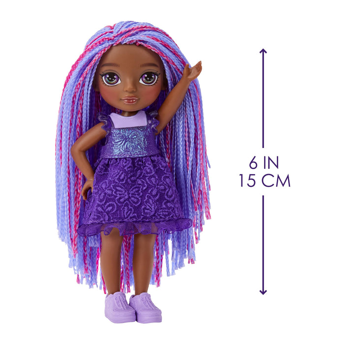 Rainbow High Littles – Indigo Bailey, Purple 5.5" Posable Small Doll with Purse, Magical Pet Fox, Girls Toy Gift, Kids Ages 4-12 Years