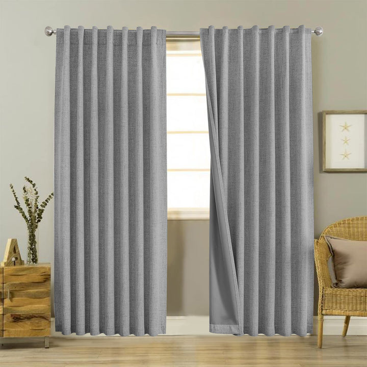 Joydeco 100% Black Out Curtains 63 inch Long 2 Panels Burg Natural Blackout Linen Drapes for Bedroom Living Room Darkening Curtain Thermal Insulated Back tab Rod Pocket(37x63 inch,Sage Green) Sage Green 37"W x 63"L (Pack of 2)