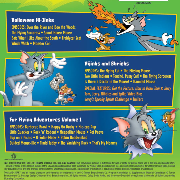 Tom & Jerry 3-Pack (HIJINKS & SHRIEKS/HALLOWEEN HIJENKS/FUR FLYING ADVENTURES) (DVD) DVD, NTSC 
                             
                            August 22, 2023