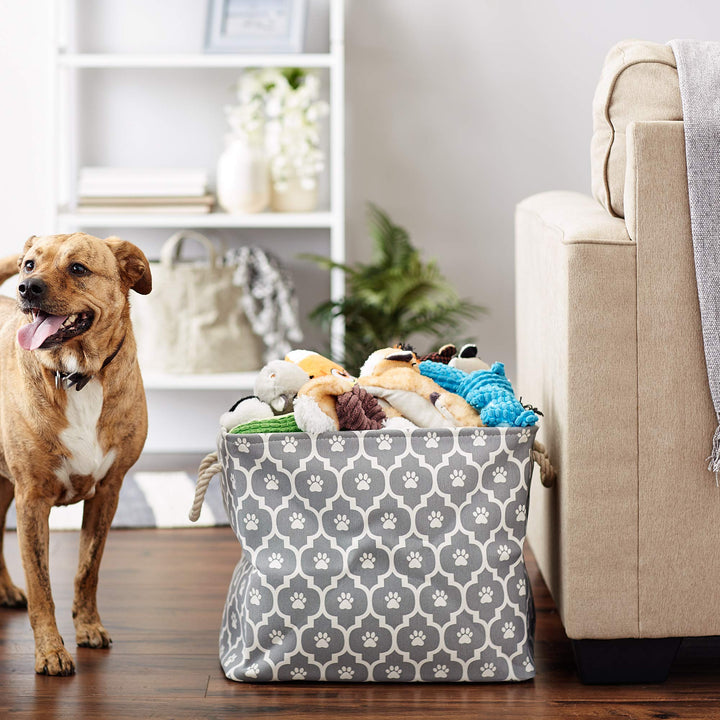 Bone Dry Pet Storage Collection Lattice Paw Print, Large Rectangle, Gray