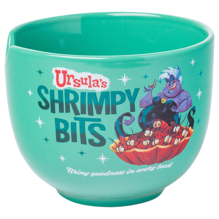 Silver Buffalo Disney Villains Little Mermaid Ursula's Shrimpy Bits Ceramic Ramen Noodle Rice Bowl with Chopsticks, Microwave Safe, 20 Ounces, Little Mermaid Ursula's Shrimpy Bits