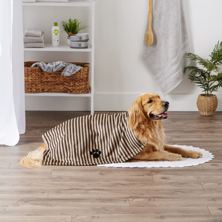 Bone Dry Pet Grooming Towel Collection Absorbent Microfiber X-Large, 41x23.5", Striped Brown 41x23.5"