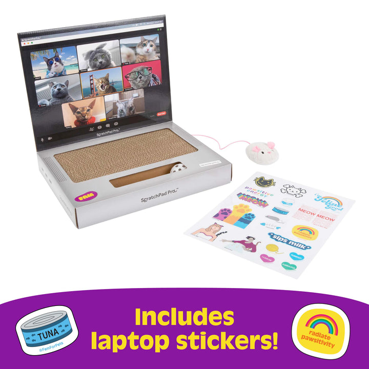 ScratchPad Pro - Laptop Scratcher Cat Toy - Unique Cat Toy 3-in-1 with Stickers