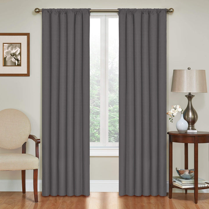 ECLIPSE Kendall Modern Blackout Thermal Rod Pocket Window Curtain for Bedroom or Living Room (1 Panel), 42" x 84", Charcoal, 1 Panel 42 X 84 Solid