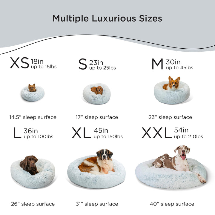 Best Friends by Sheri The Original Calming Donut Cat and Dog Bed in Shag Fur Frost, Extra Small 18" 18.0"L x 18.0"W x 7.0"Th Bed Only Shag Frost