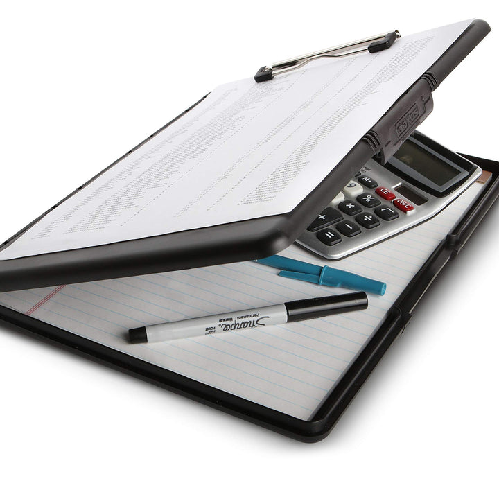 Dexas 3517-91 Slimcase 2 Storage Clipboard with Side Opening, Black. Organize in Style for Home, School, Work, or Trades! Ideal for Teachers, Nurses, Students, Homeschooling, and Beyond.