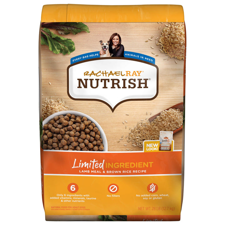 Rachael Ray Nutrish Limited Ingredient Dog Food, Lamb Meal & Brown Rice Recipe, 28 lb. Bag Dry Food 28 Pound (Pack of 1)