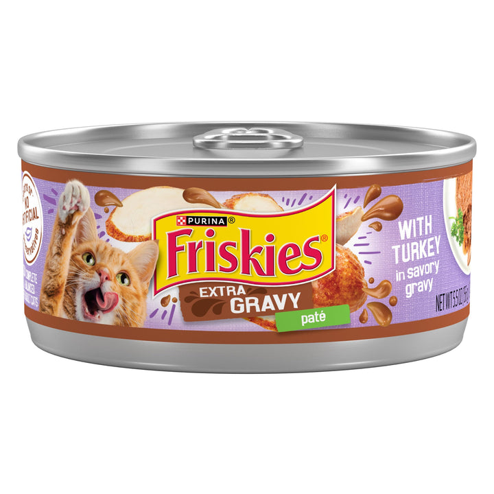 Purina Friskies Wet Cat Food Gravy Pate, Extra Gravy Pate With Turkey in Savory Gravy - (Pack of 24) 5.5 oz. Cans