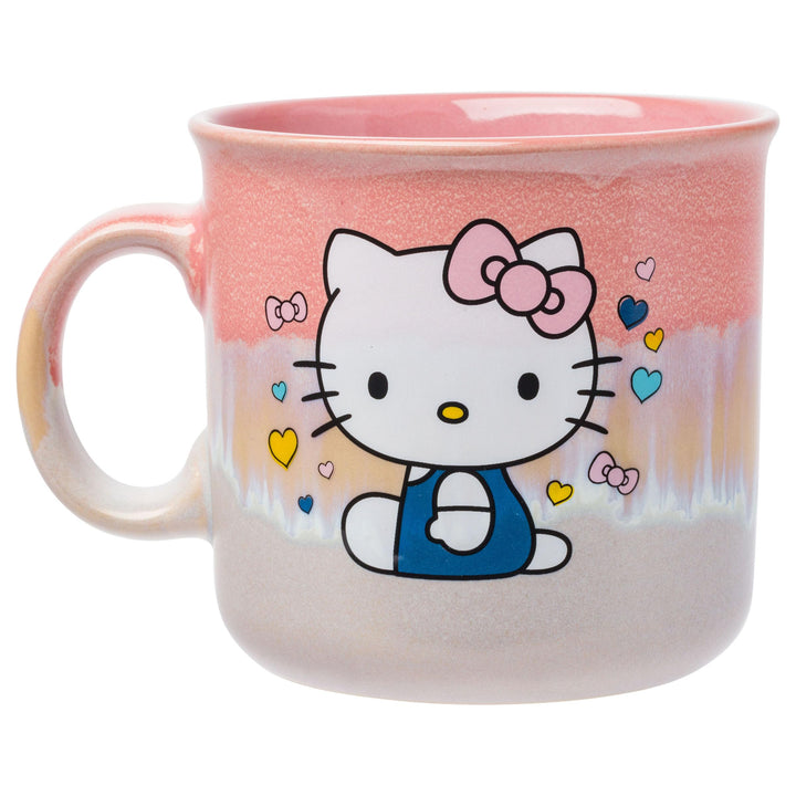 Silver Buffalo Sanrio Hello Kitty Sitting Hearts and Bows Reactive Glaze Ceramic Camper Mug, 20 Ounces Kitty Glaze