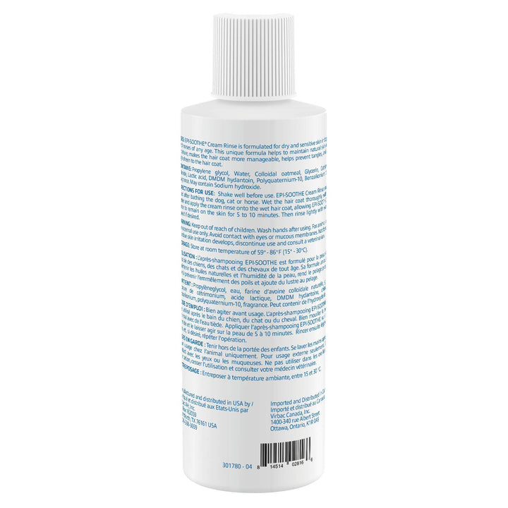 Virbac Epi-Soothe Cream Rinse Pet Conditioner For Dogs, Cats & Horses (16 oz) - For Dry or Sensitive Skin 16 oz