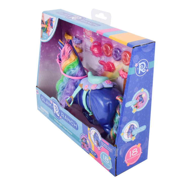 Sunny Days Entertainment Glam-R-Ranch Midnight Rainbow - Rainbow Sparkle Unicorn with Accessories