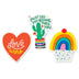 Hallmark Pack of 3 Stickers for Water Bottles, Planners, Notebooks, Wall (Cupcake, Cactus, and Heart Pride Decals for Teens or Adults) Cupcake, Cactus, and Heart Pride Decals for Teens or Adults