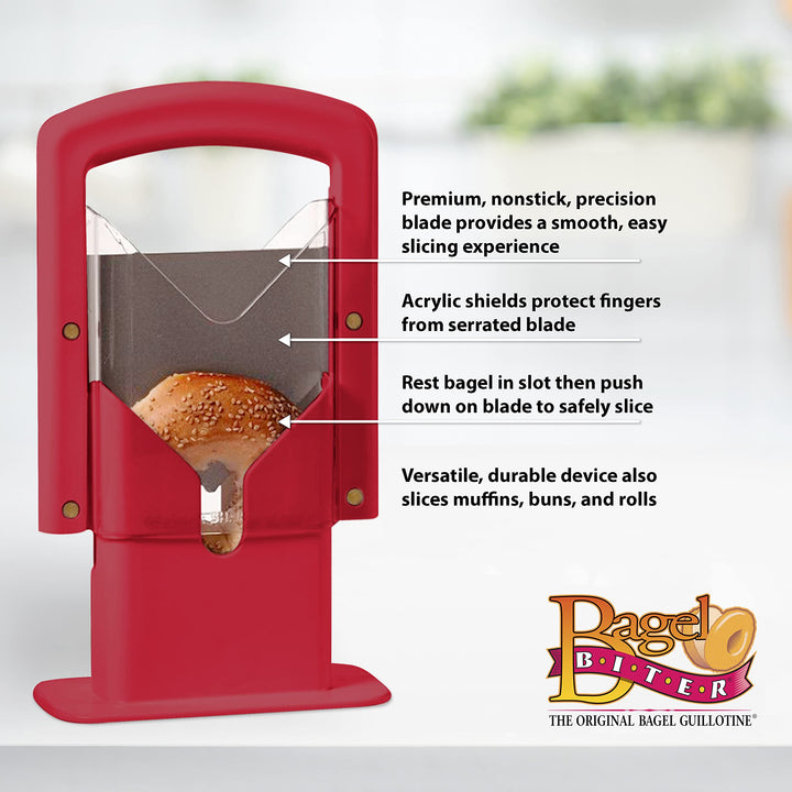 Hoan The Original Bagel Guillotine Universal Slicer, 9.25-Inch, Red