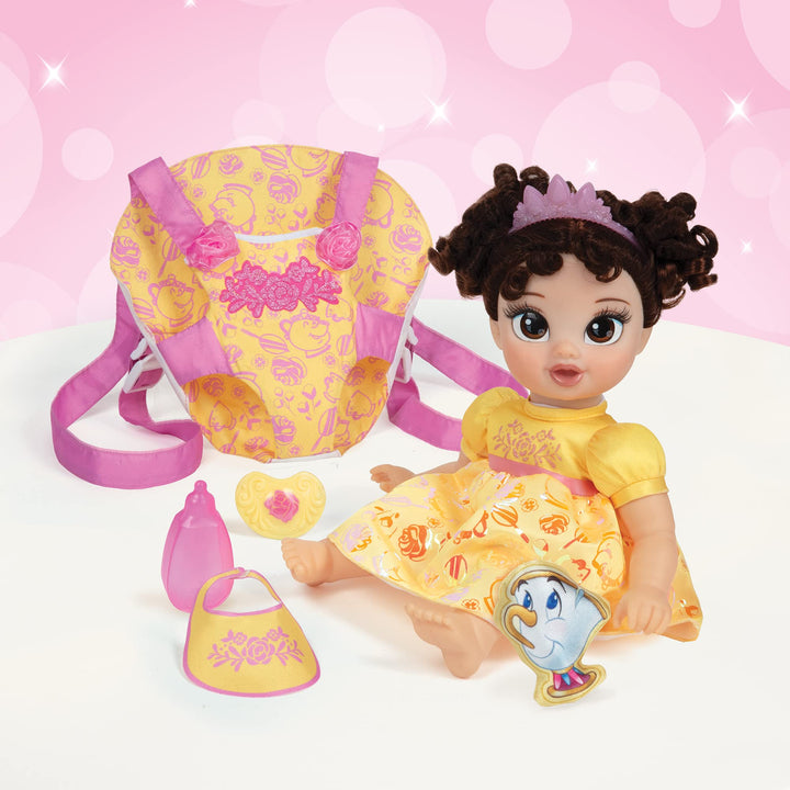 Disney Princess Belle Baby Doll Deluxe with Tiara, Carrier, Plush Friend, Pacifier, Bib & Baby Bottle [ Exclusive]