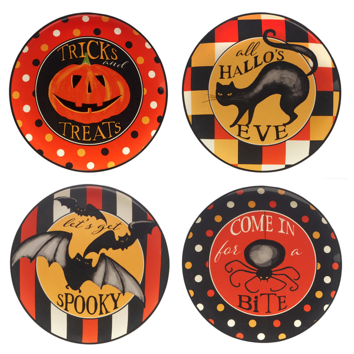 Certified International Spooky Halloween 8.75" Salad/Dessert Plate, Multicolor, Medium, Set of 4