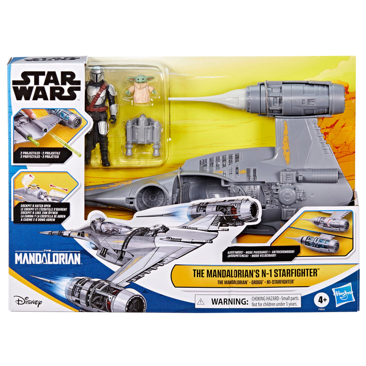 STAR WARS Epic Hero Series The Mandalorian's N-1 Starfighter Ship, 4-Inch Scale Grogu & Mandalorian Action Figures, Toys for Boys & Girls Ages 4+