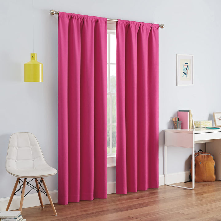 ECLIPSE Kendall Modern Blackout Thermal Rod Pocket Window Curtain for Bedroom or Living Room (1 Panel), 42 X 63, Raspberry