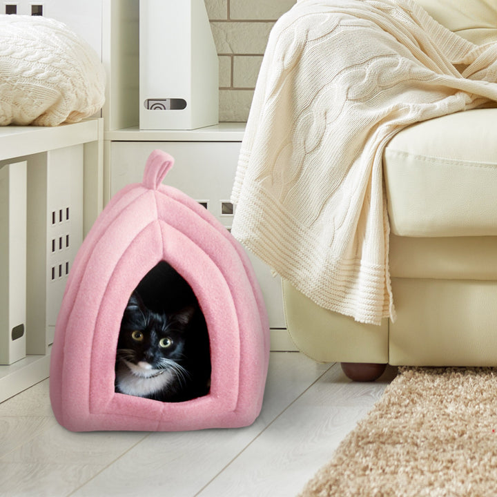 Cat House - Indoor Bed with Removable Foam Cushion - Pet Tent for Puppies, Rabbits, Guinea Pigs, Hedgehogs, and Other Small Animals by PETMAKER (Pink)