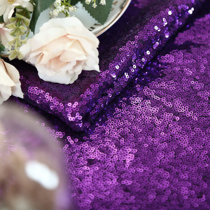 Glitter Table Cloths for Parties Sequin Tablecloths Sparkle Tablecloth for Rectangle Tables 90x132 inch Bridal Shower Tablecloth Glamorous Halloween Wedding Decoration Purple