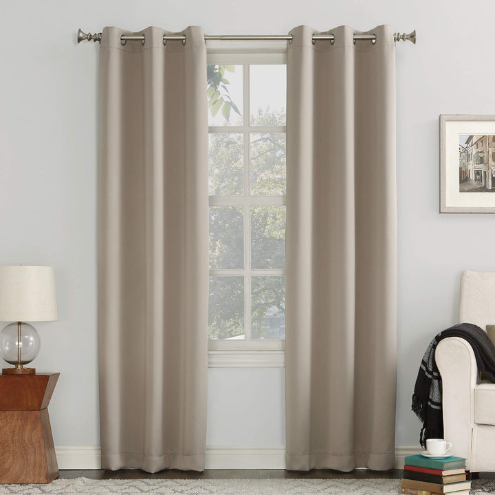 Sun Zero Easton Energy Saving Blackout Grommet Curtain Panel, 40" x 108", Stone 40" x 108"