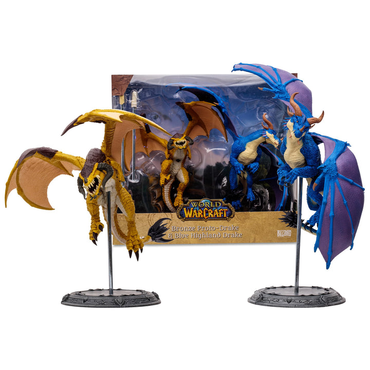 WORLD OF WARCRAFT McFarlane Toys Bronze Proto-Drake and Blue Highland Drake 2pk 1:12 Scale Posed Figures, Gold Label,  Exclusive