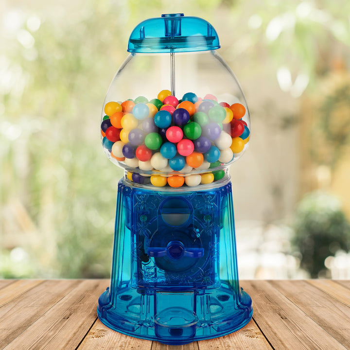 11-Inch Translucent Gumball Machine - Coin-Operated Candy Dispenser Vending Machine and Piggy Bank by Great Northern Popcorn (Blue) BLUE