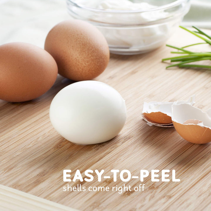 EGC-007 Rapid Egg Cooker, 7 Easy-To-Peel, Hard, Medium, Soft Boiled Eggs, Poacher, Omelet Maker, Auto Shut-Off, Alarm, 16-Recipe Booklet, White 7 Egg